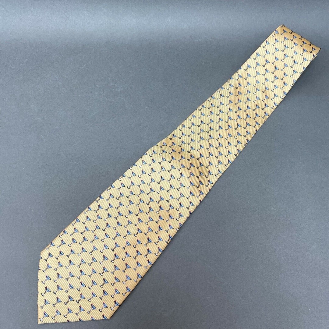 Tommy Bahama Men's Neck Tie Yellow Martinis Margarita Glasses 100% Silk NWT