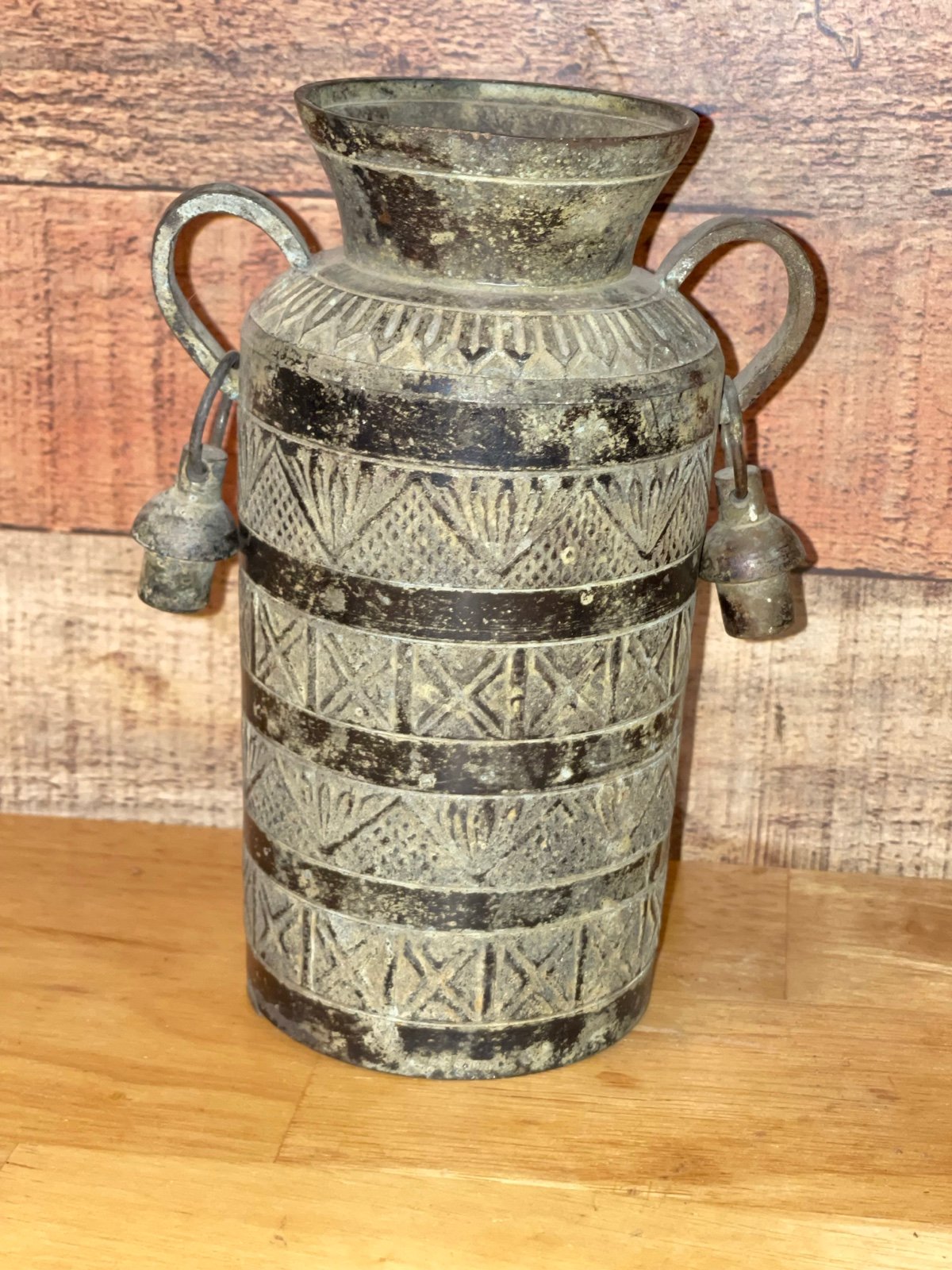 50s painted brass carved metal milk jug