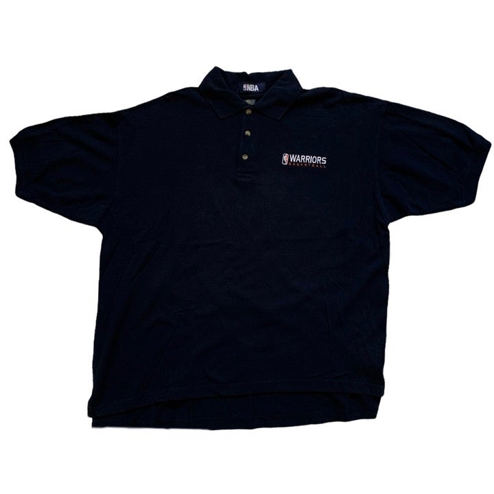 Vintage 90s NBA Golden State Warriors Navy Embroidered Coach Polo Shirt Mens XXL