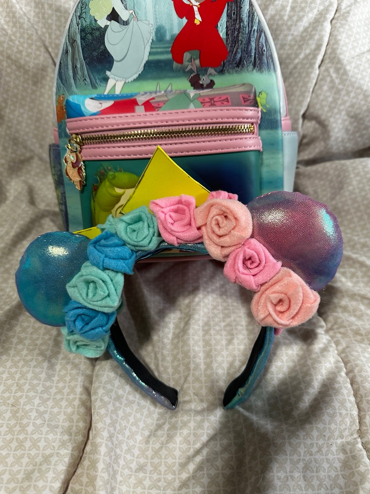 Sleeping Beauty Loungefly back back and handmade ears