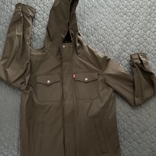 Men’s Small Levi's Black Raincoat with Hood and Adjustable Cuffs NWOT