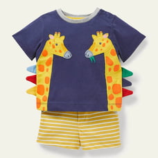 NWT Mini Boden Appliqué T-shirt & Shorts Set 6-9m