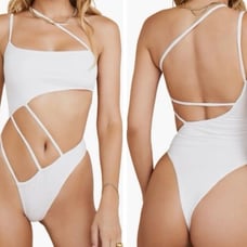House of CB Strappy Cutout Bodysuit / Swimsuit S - White