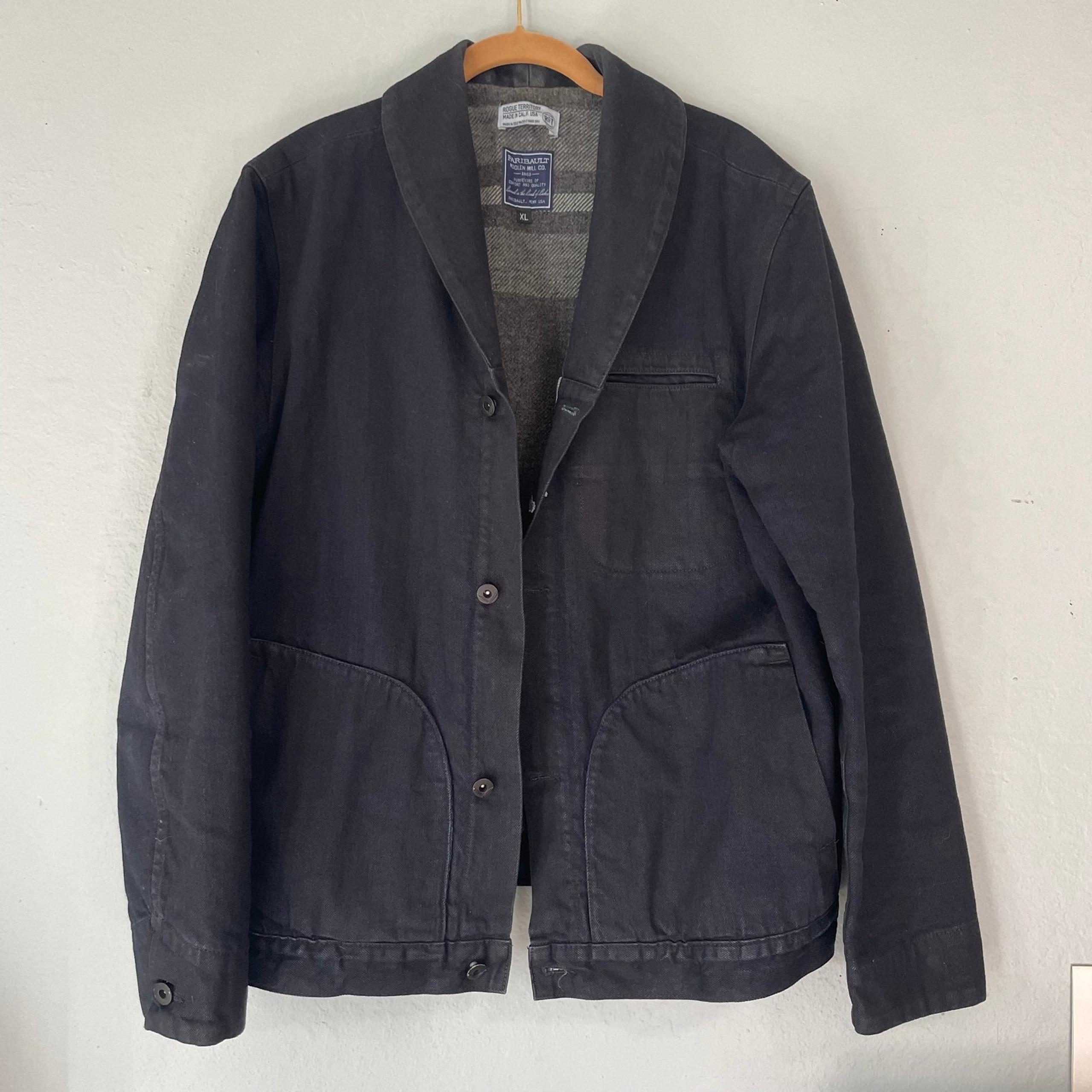 Rogue Territory Shawl Collar Supply Jacket Dark Indigo Men’s XL Faribault Wool