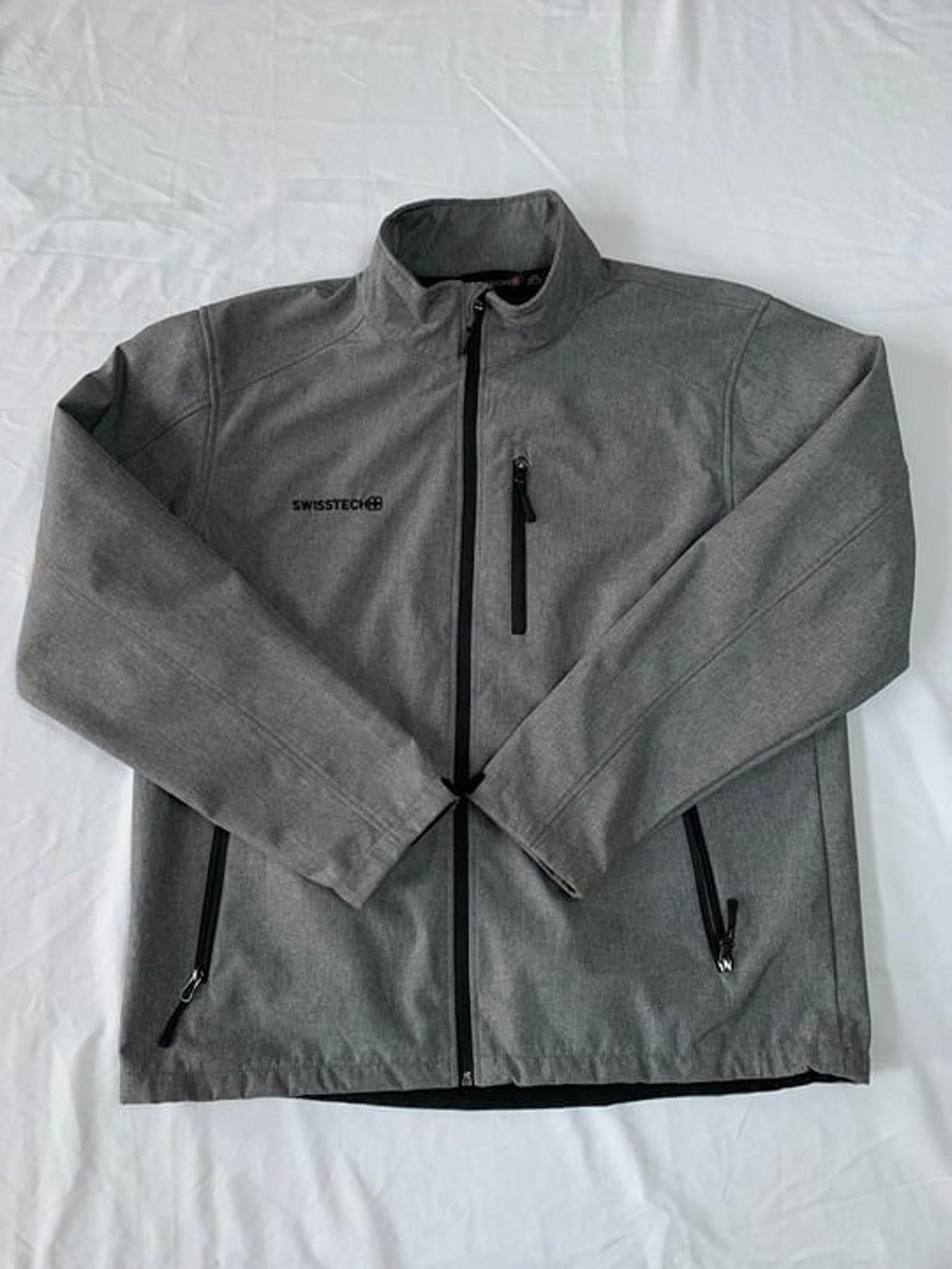 SWISS TECH SOFT SHELL FULL ZIP JACKET CHARCOAL GREY GRAY MENS LARGE 42-44