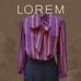 Louis Féraud vintage blouse, tie collar, silk printed with stripes, Size 36(S)