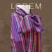 Louis Féraud vintage blouse, tie collar, silk printed with stripes, Size 36(S)