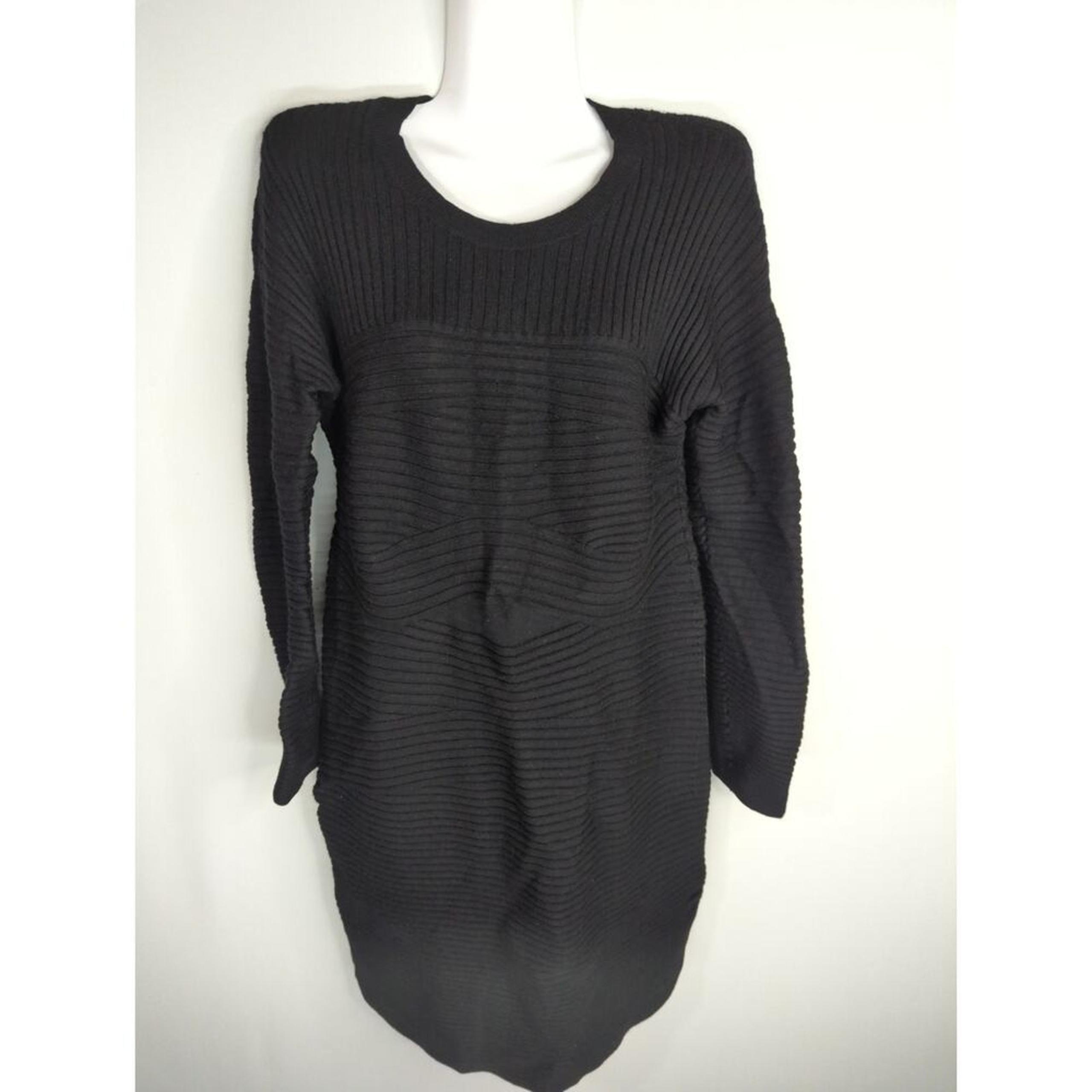 Alexander Wang Black Ribbed Texture Mini Sweater Dress Women's Large