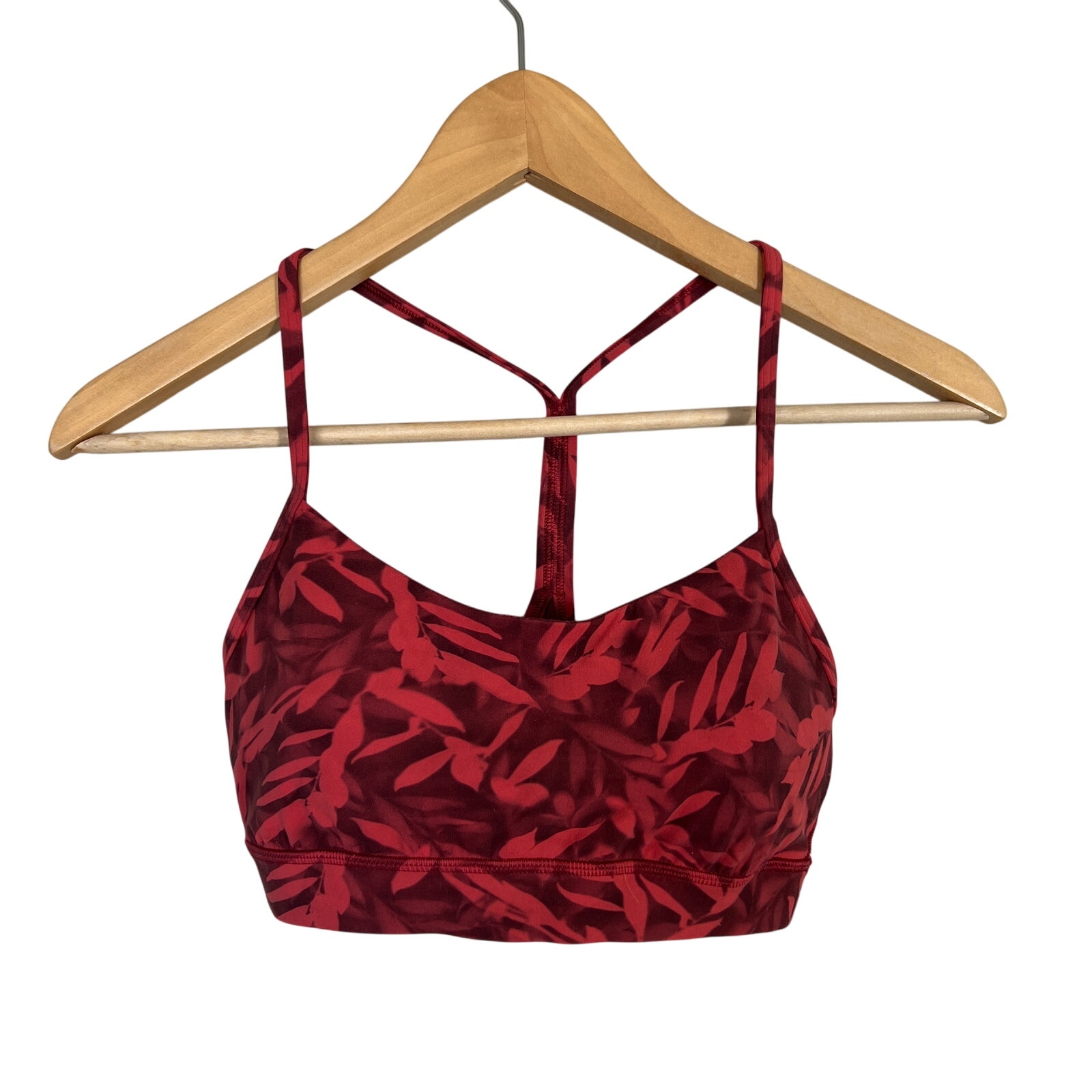 Lululemon Women Size 6 Flow Y Bra Nulu Spray Leaf Fireside Red Multi Active NEW