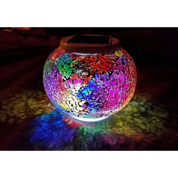 New Color Changing Waterproof Solar Powered Glass Mosaic Ball LED Garden Light