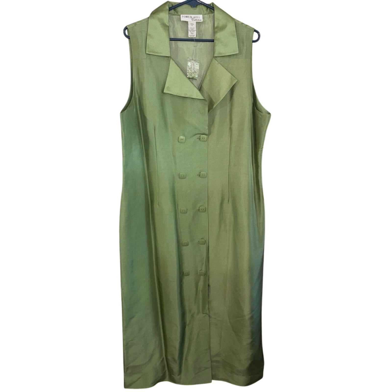 Vintage Tower Hill Collection women’s button down 100% silk maxi dress NWOT (20)