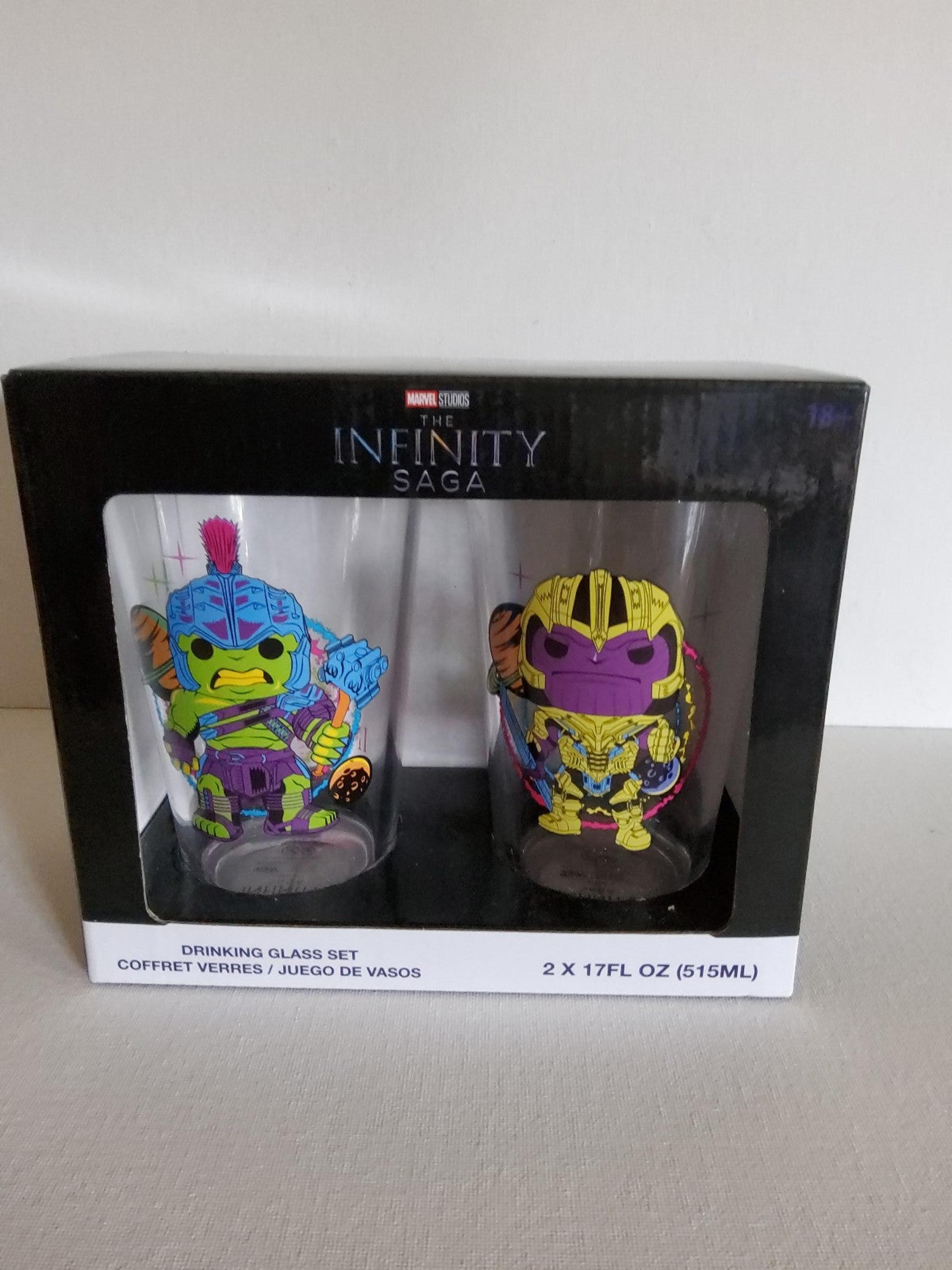 Funko X Marvel 2-pack drinking glasses - Hulk and Thanos BLACKLIGHT