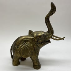 Vintage Brass Elephant Trunk Up Figurine 9” Tall L. 9 W Heavy nice