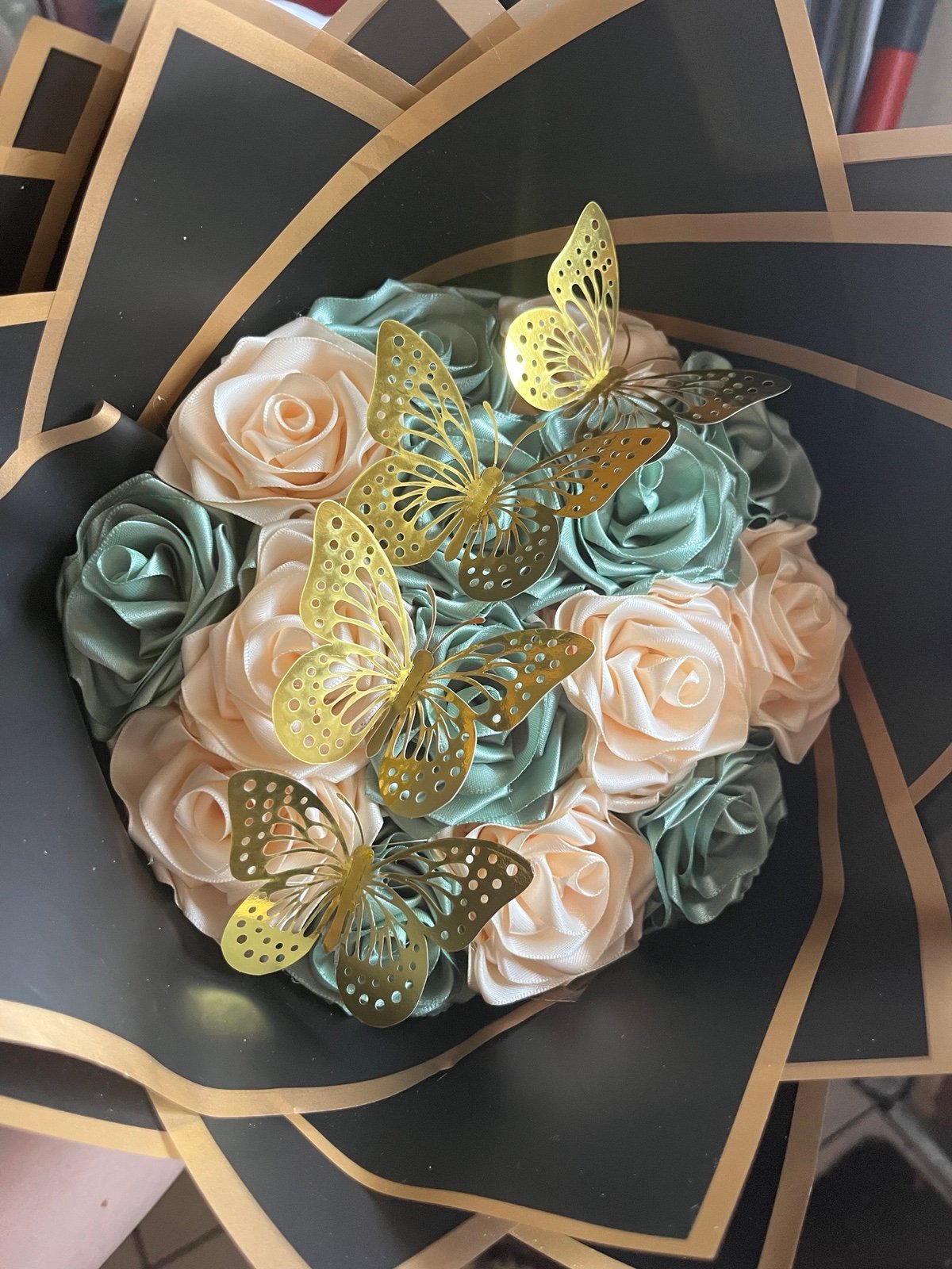Eternal 15 Ribbon Rose Bouquet (PREORDER) * Butterflies and add-ons not included