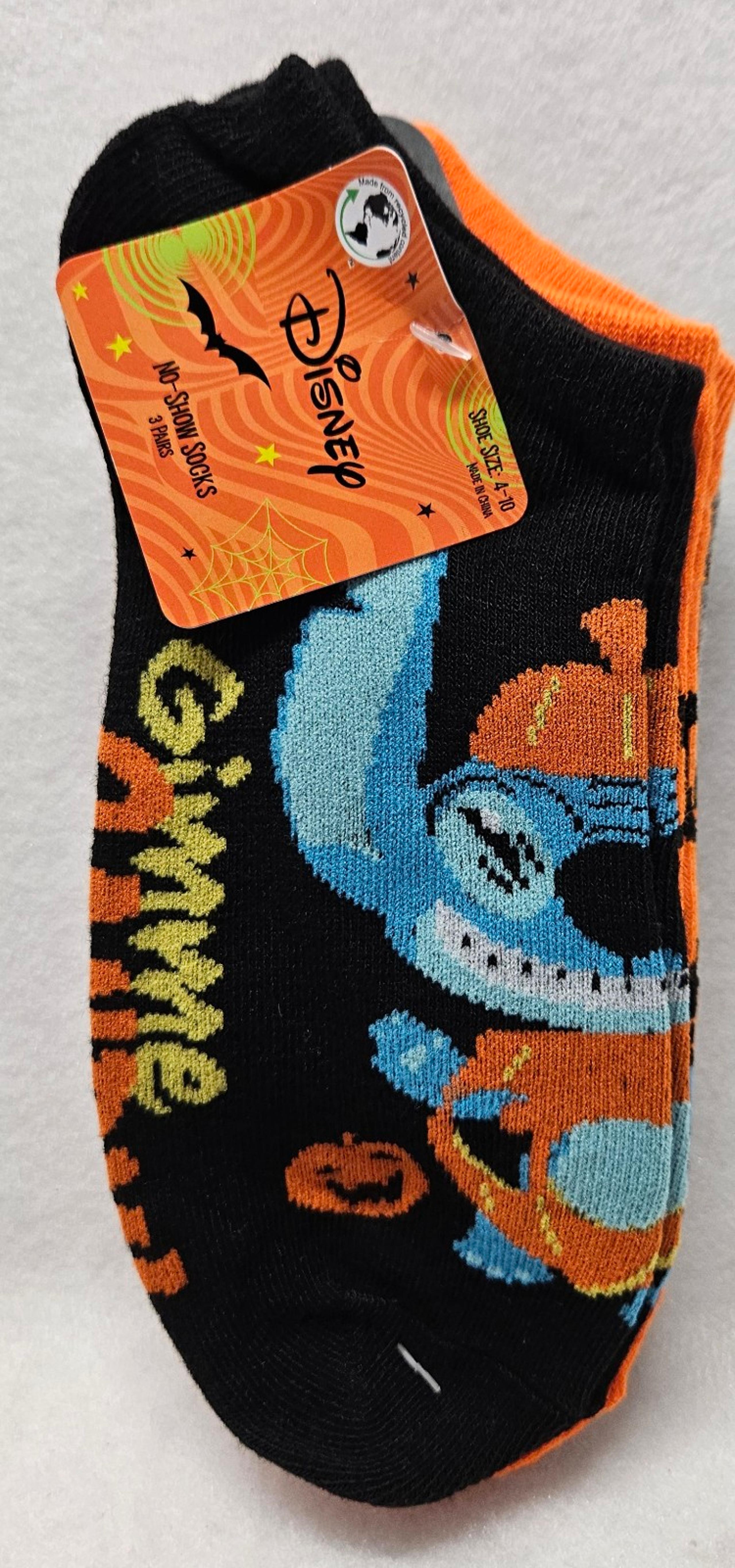 Disney Stitch Halloween Women’s No-Show Socks, 3-Pack, Shoe Size 4-10/New