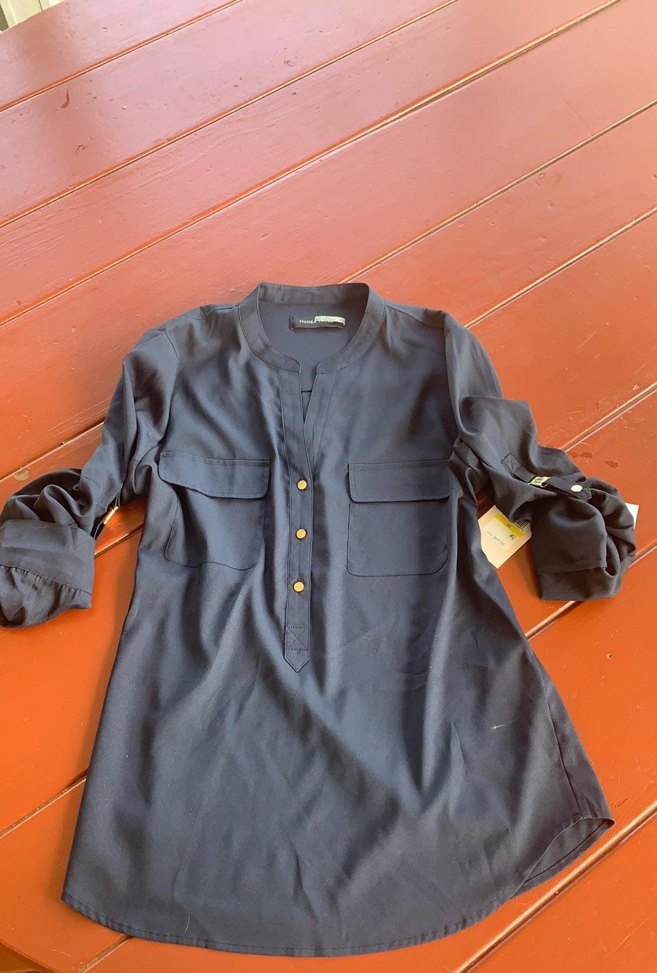 Ivanka Trump navy button down shirt