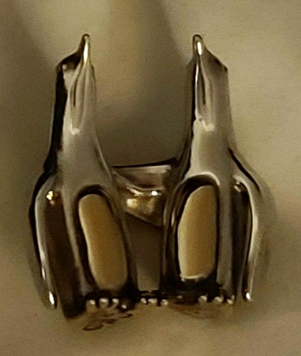 925 Sterling Silver Penguin Pin Brooch W/Gold Tone Front