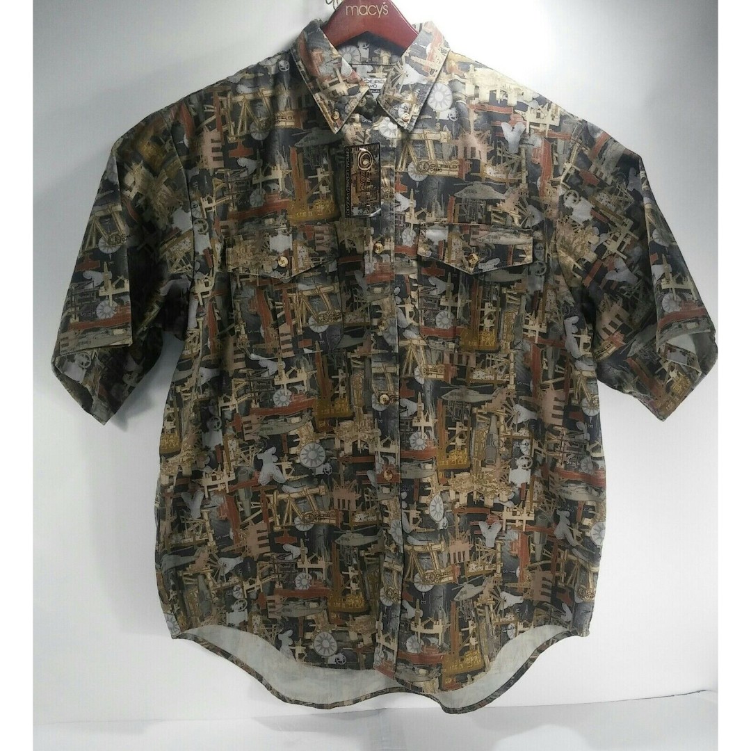 Oilfield Camo Work Shirts Size XL Short Sleeve Button Down Big & Tall Lot of 2