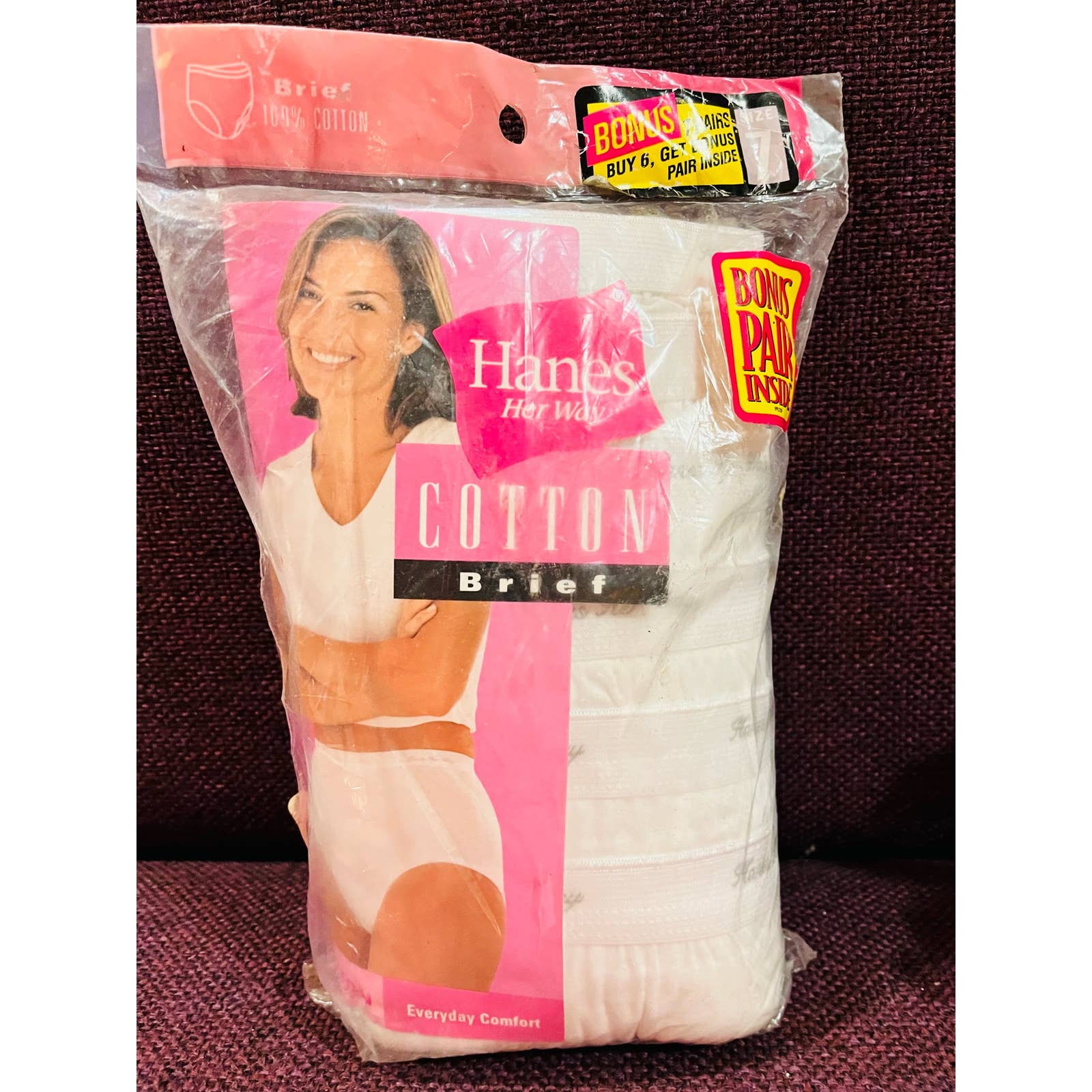 Vintage Hanes, her way, cotton briefs, size 7