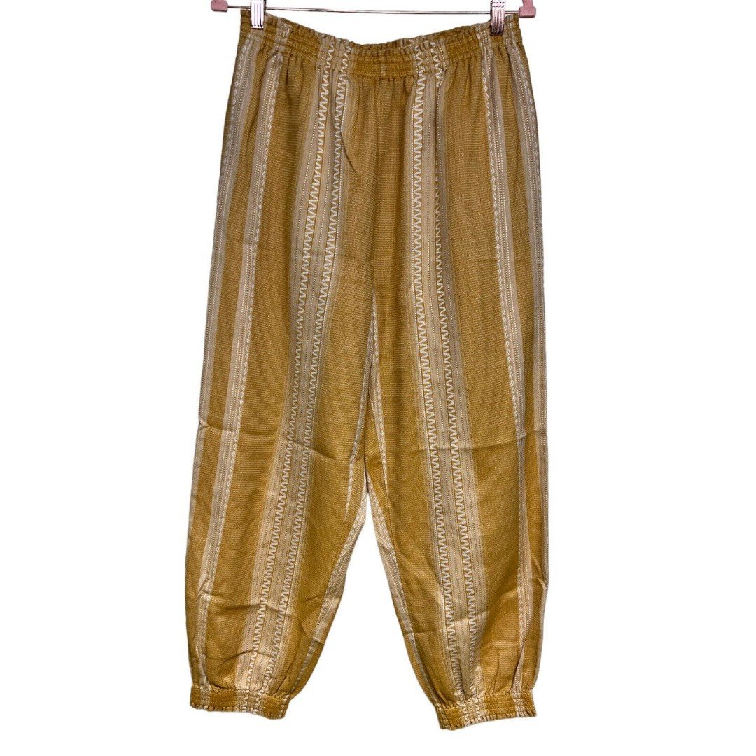 Tory Burch Elastic Waist Casual Pants Orange/Ivory Women’s Size 12