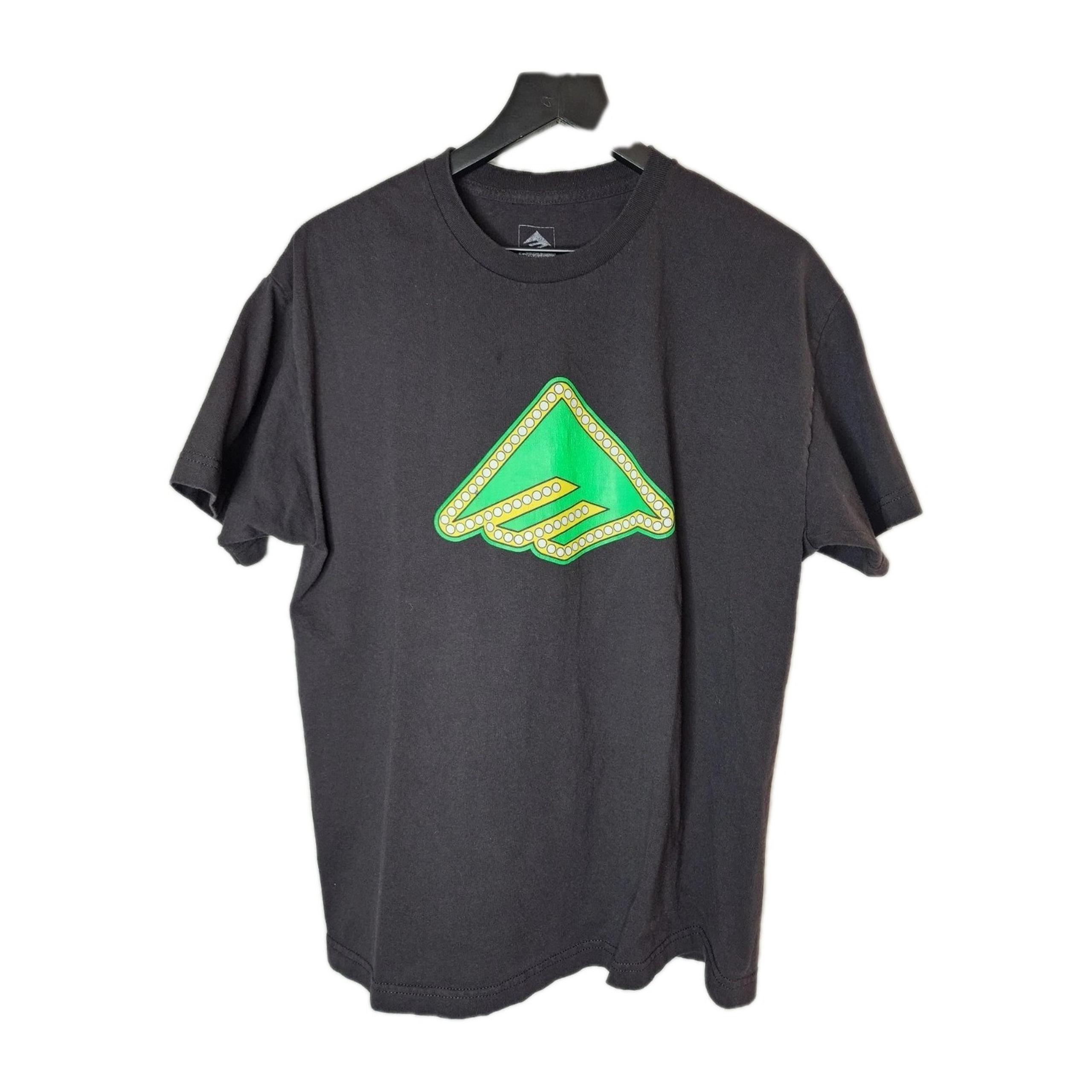 Emerica Shake Junt Triangle Lights Men's Black Skateboard T-Shirt Size Large