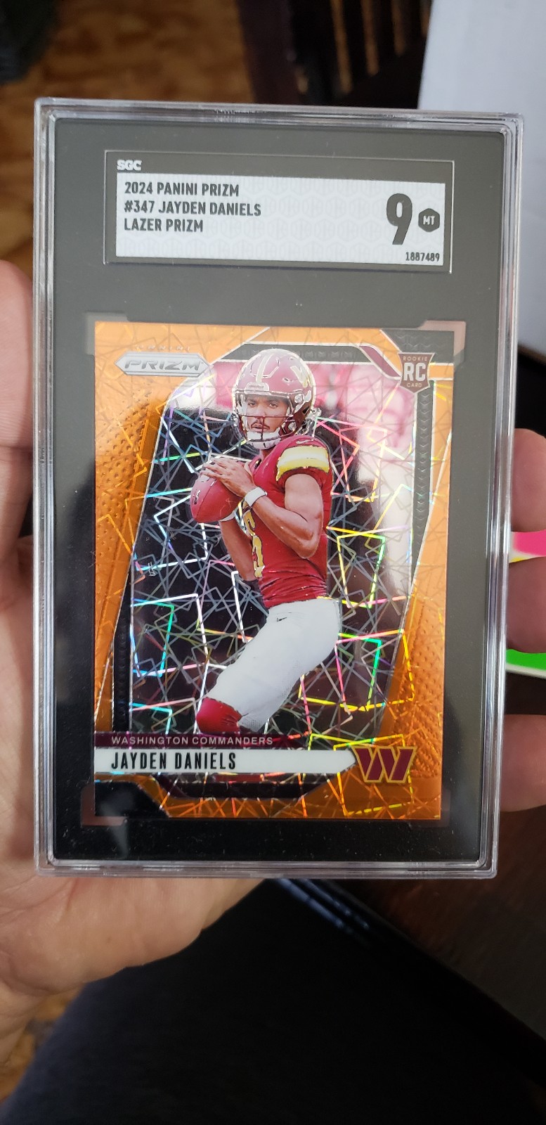 Jayden Daniels Orange Laser Prizm SGC 9