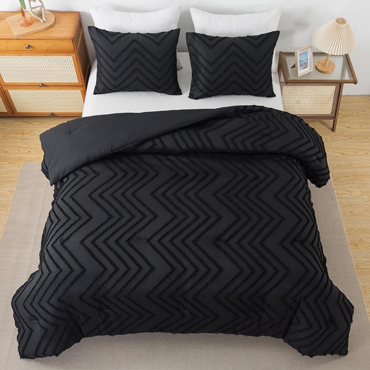 Black Bedding Comforter Queen, Warm Lightweight -okc8