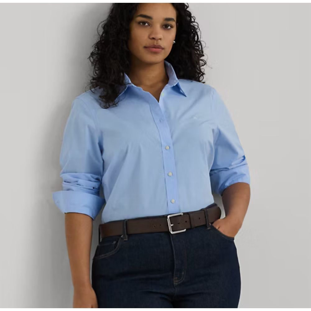 Lauren Ralph Lauren No- Iron Stretch Cotten Button quarter sleeve Size | L