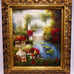 Original Oil Painting on Canvas ITALIAN GARDEN LILY POND Signed Framed