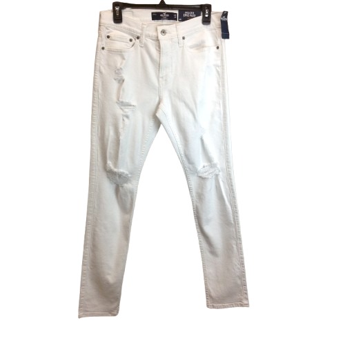 Hollister Mens/Youth White Distressed Low Rise Skinny Denim Jeans Sz 28 x 30 NEW