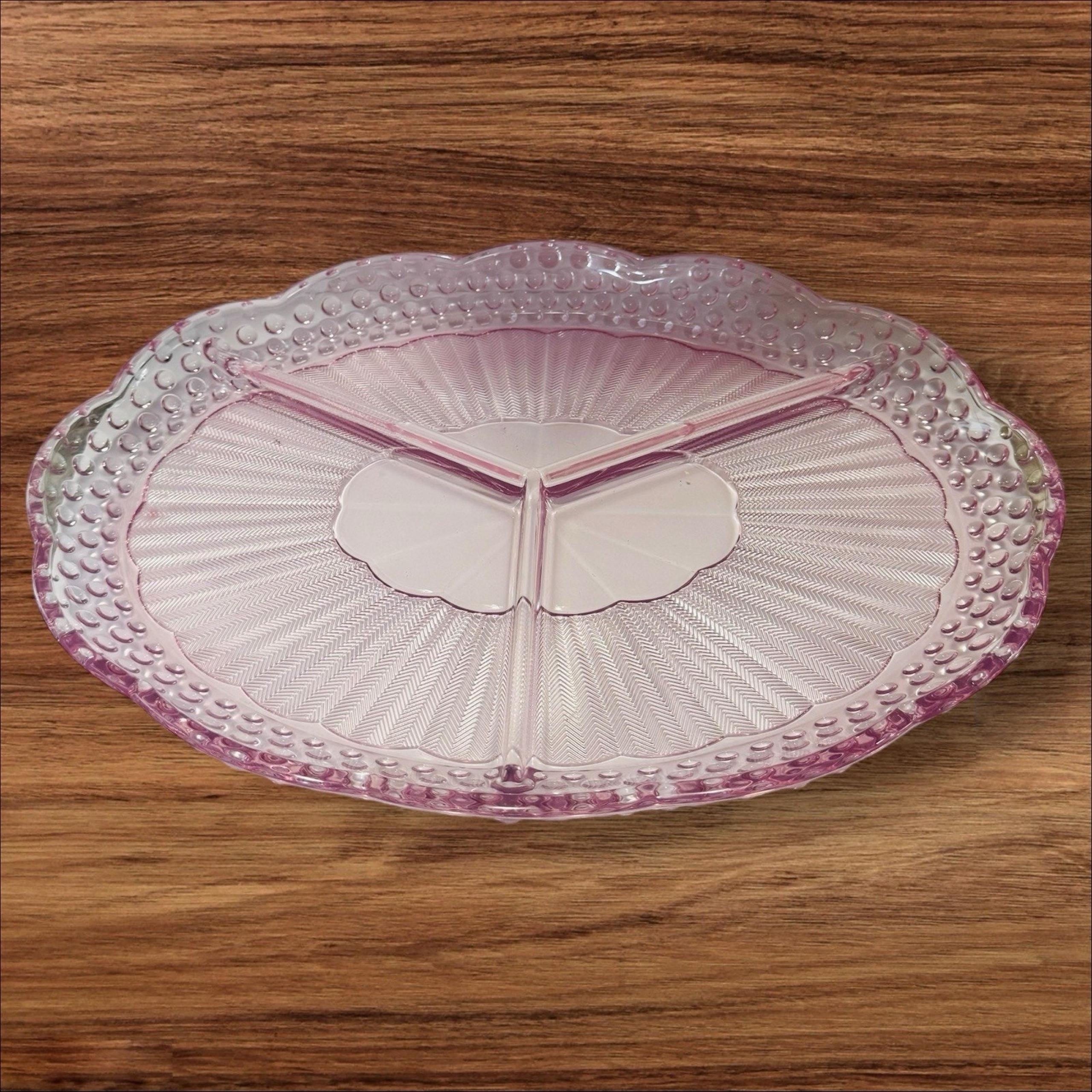Vintage Emily’s Attic Pink Hobnail Divided Relish Tray by Gorham