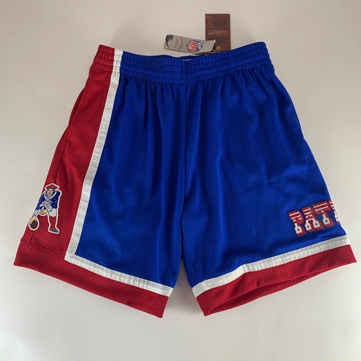 New England Patriots Retro Blue Red Mitchell & Ness Athletic Shorts Large New