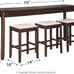 Rokane Urban Farmhouse 25 Counter Height Dining Room Table Set with 3 Bar Stool
