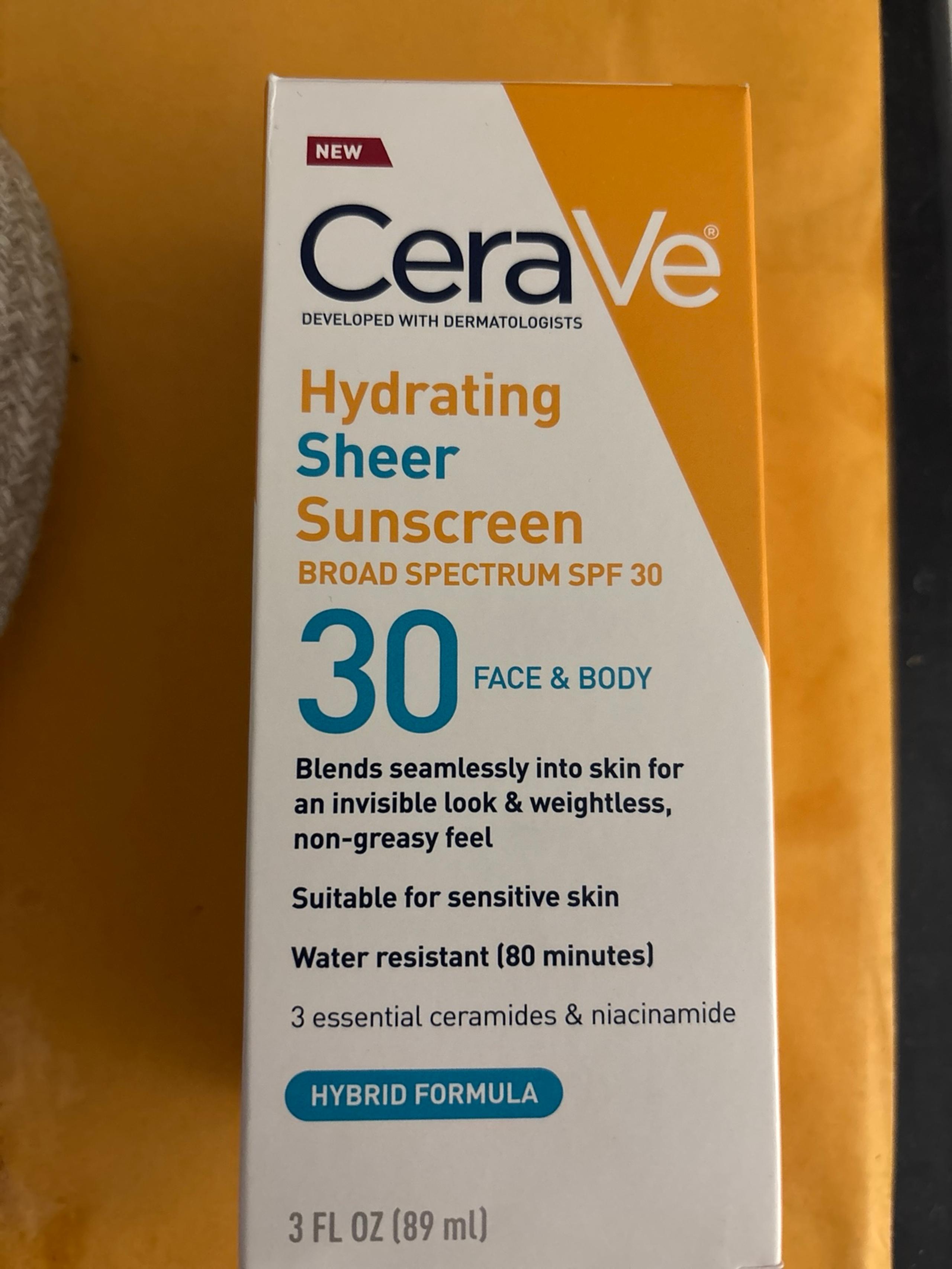 CeraVe hydrating, sheer sunscreen