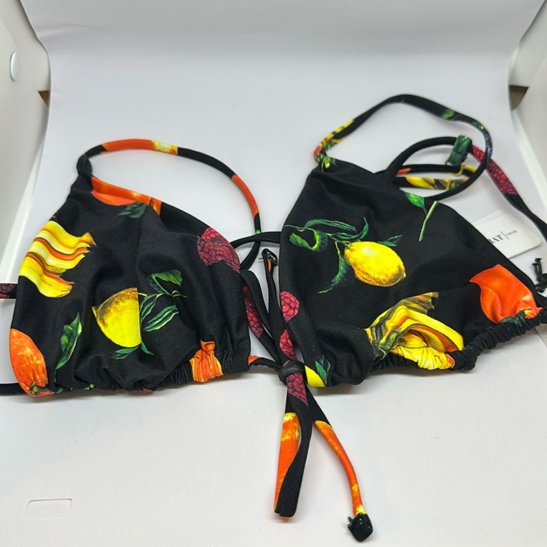 Weworewhat Bikini Top in Fruits Black Multi size XL NWT