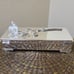 NIB Vtg Godinger Silver Plated Oblong Jewelry Box w Hand Cut Crystal Rose