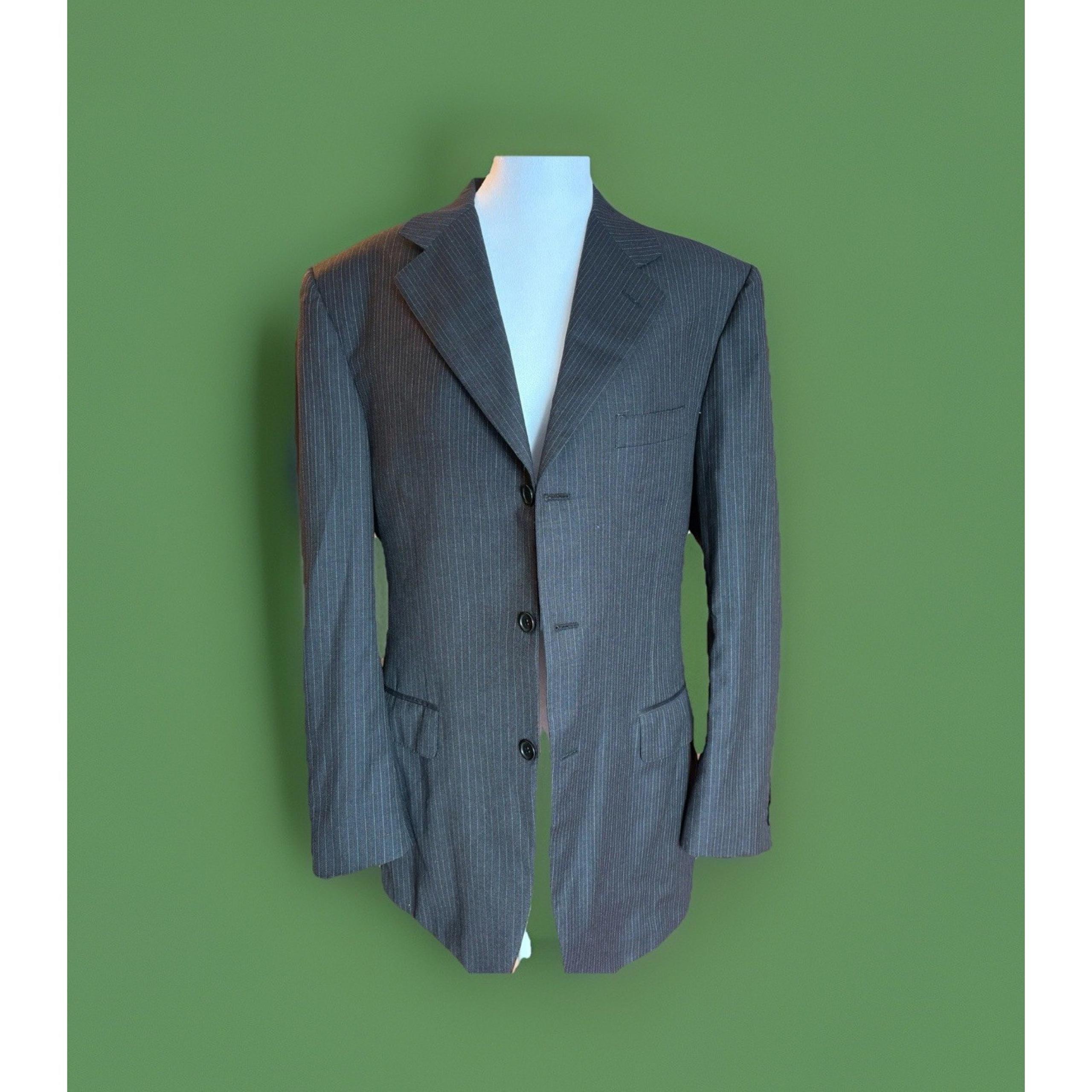 CANALI 100% Wool Jacket Sz 52  large Blue Pinstripe Suit Blazer Made In Italy