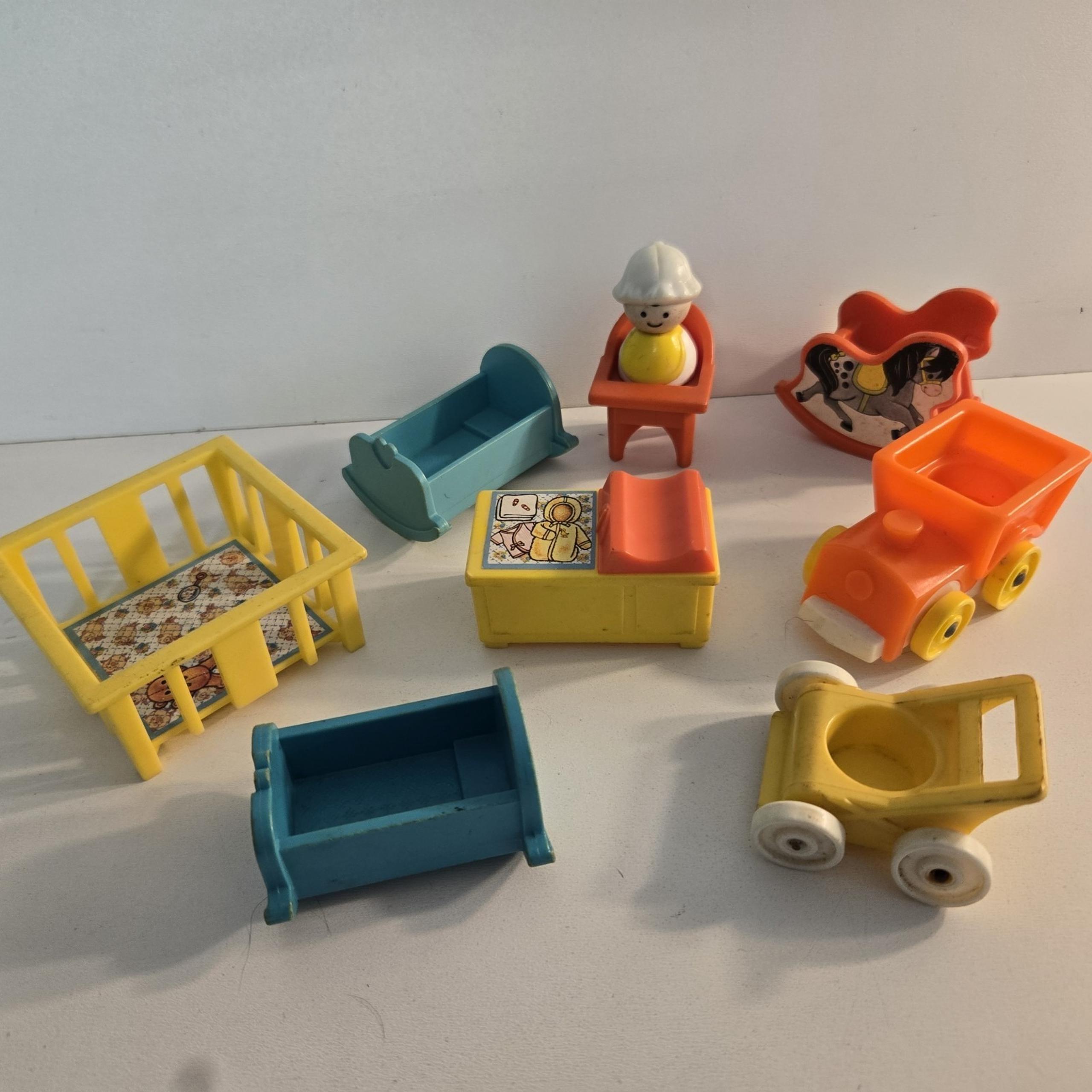 Vintage Fisher Price Little People Nursery Preschool Baby 9 Piece Set Lot