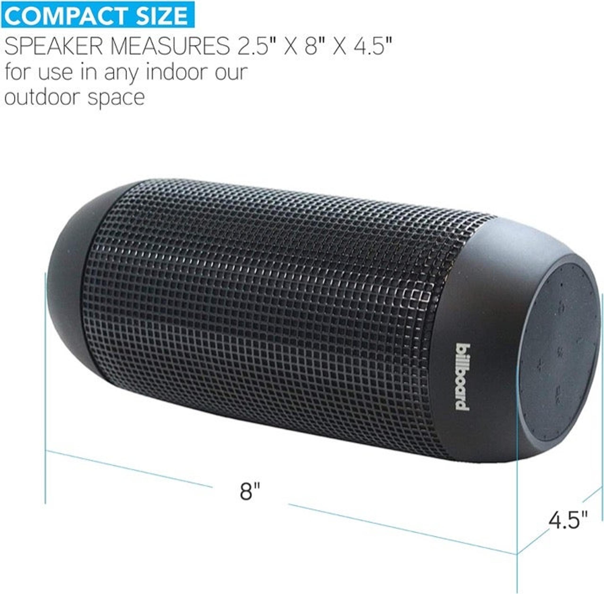 Billboard Water-Resistant Bluetooth Wireless Speaker With Enhanced Bass, USB