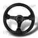 Black Leather 6-Holes 3-Spoke NRG 330MM RST-033BK-R 13 Steering Wheel