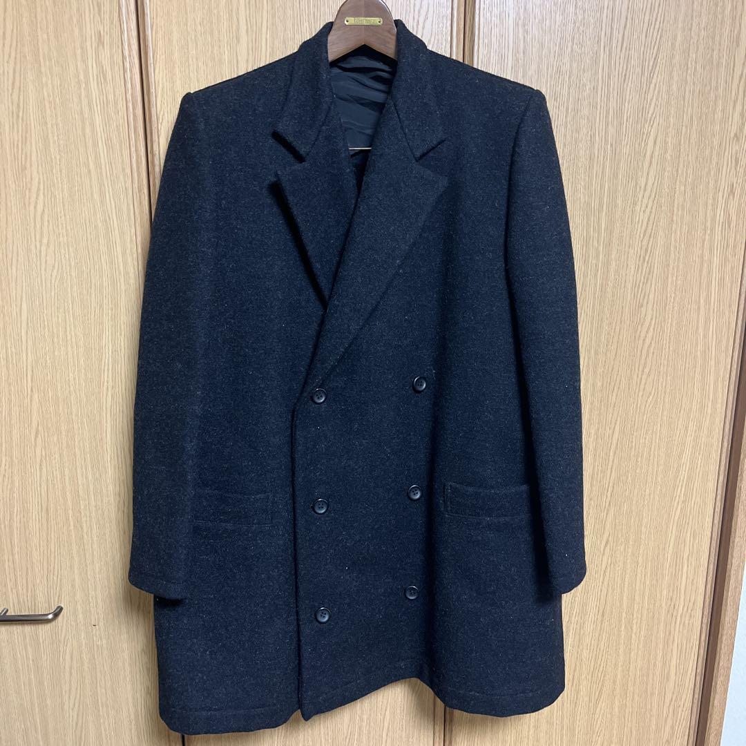 Y's Double-Breasted Wool Peacoat Black
