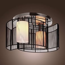 Black Semi Flush Mount with 2 Lights, Mini Style Chandeliers Modern Ceiling Ligh