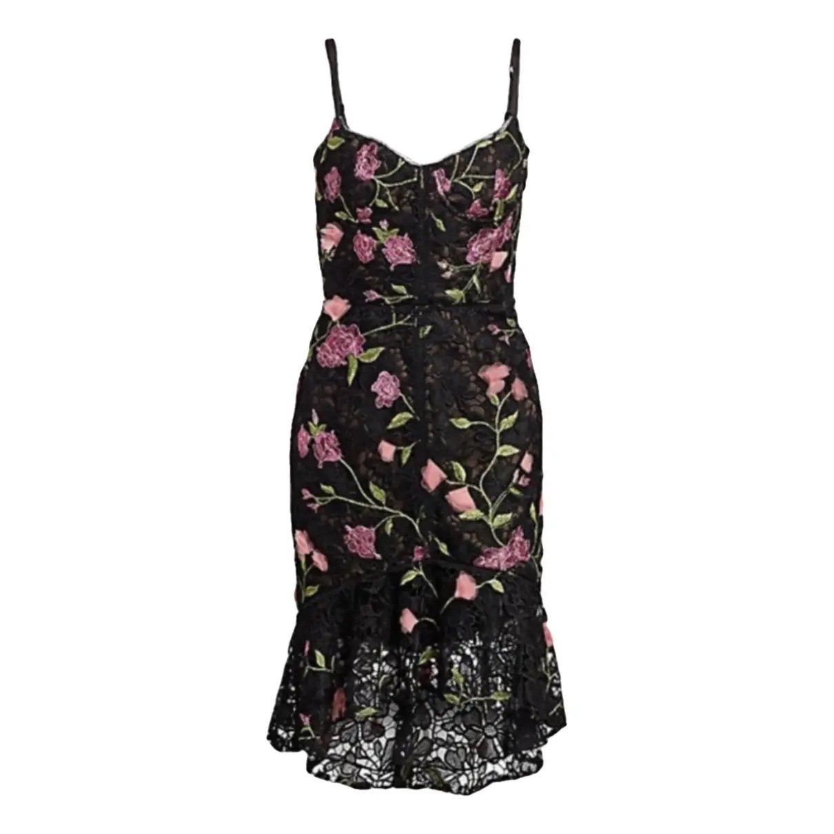 NEW NWT Marchesa Notte Floral Embroidered Corset Dress Black SIZE 14 MSRP 695 F