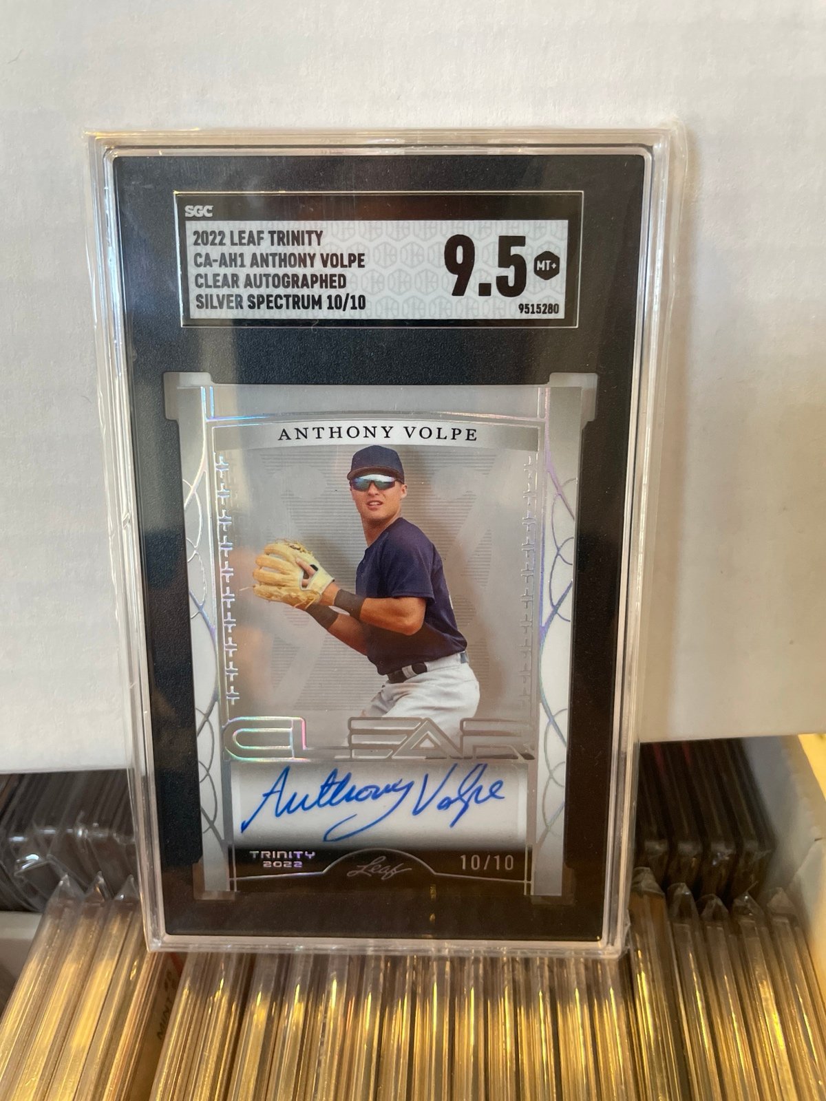 2022 Leaf Trinity Clear Autograph AH1 Anthony Volpe Silver Spectrum 10/10 RC