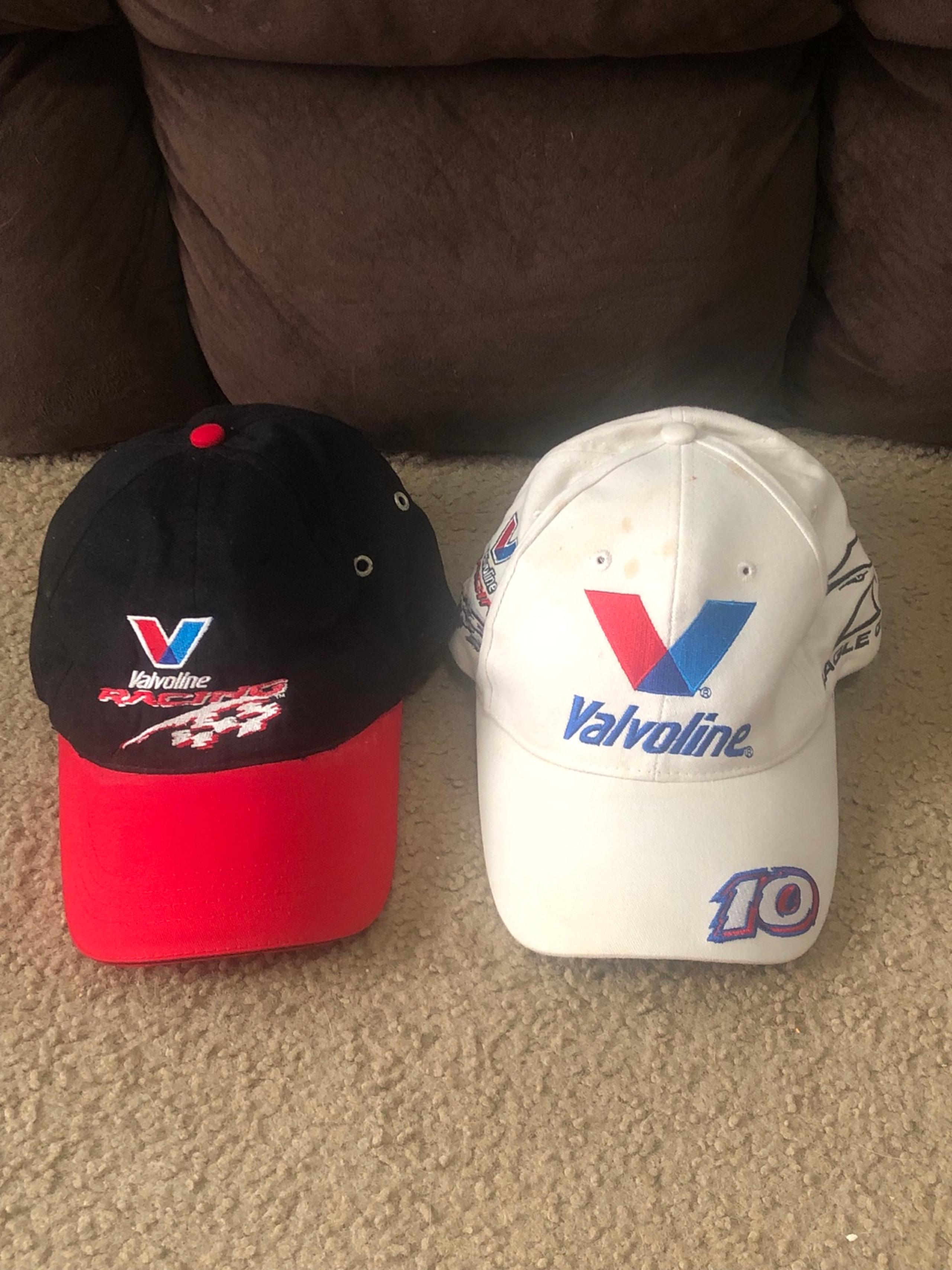 Vintage lot of 2 Men's NASCAR Valvoline Racing #10 Adjustable Hat’s