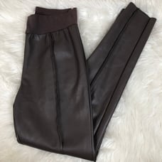 Planet By Lauren G Vegan Leather Slim Pants
