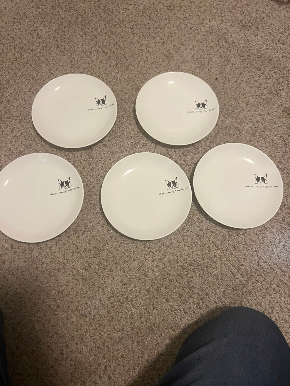 Five Adorable Boston Terrier Salad/ Dessert Plates