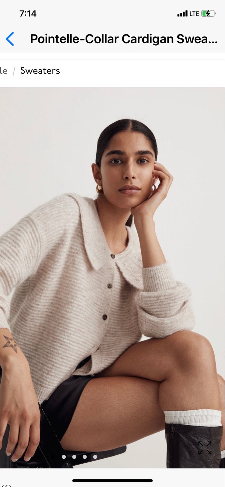 Madewell Pointelle-Collar Cardigan Sweater L