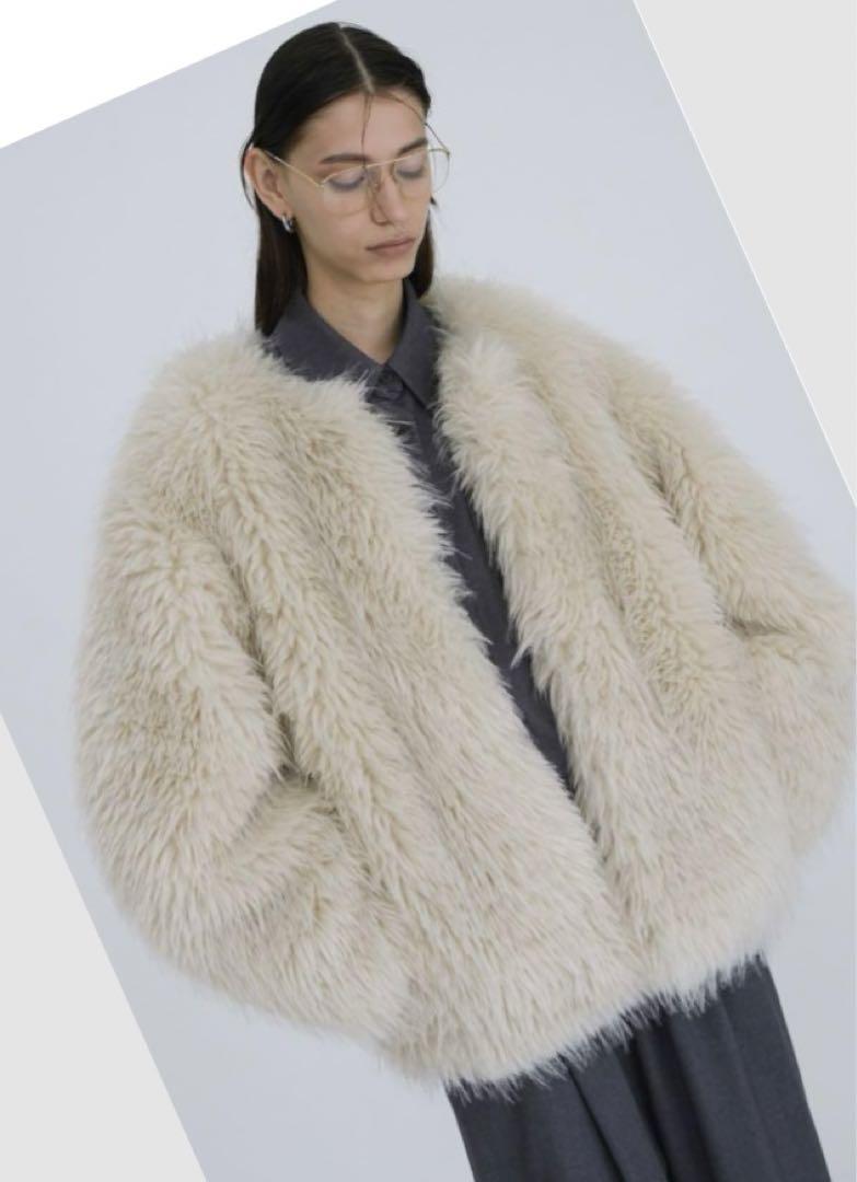 CLANE VOLUME ECO FUR COAT 17101-0092 IVORY 1 Used MESC-0 | eBay