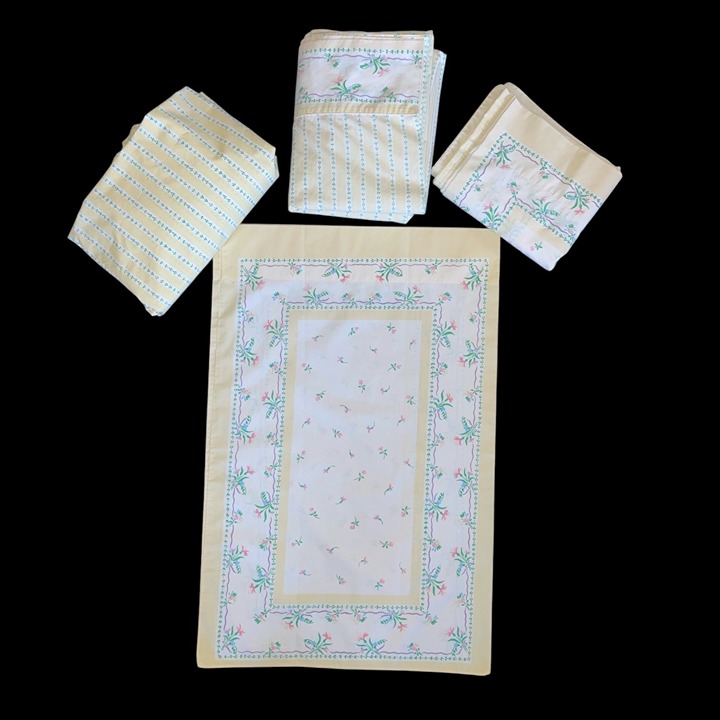 Vintage Wamsutta Supercale Plus Twin Sheet Set Floral Cottagecore USA